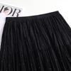 Elegant French Style Shimmering Pleated Midi Skirt