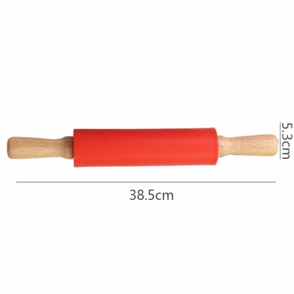 Multicolor Pastry Dough Roller Wooden Handle Flour Roller New Silicone Rolling Pin Cooking Utensil