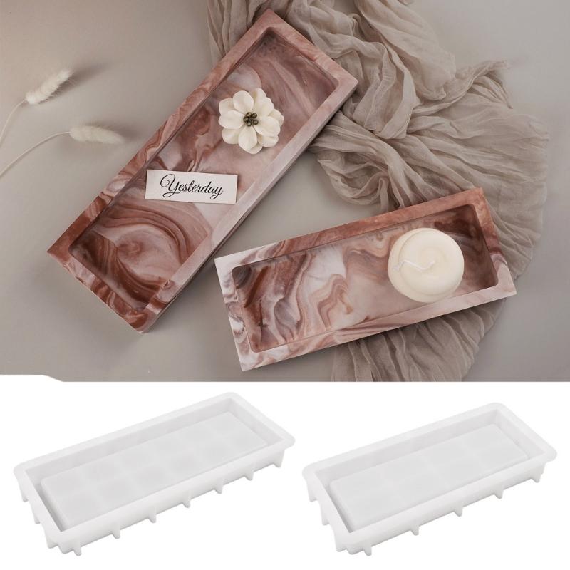 Silicone Tray Molds for Resin DIY Rectangle Mold for Epoxy Casting Jewelry Holder Dish Mold Decorative Candle Tray Mold