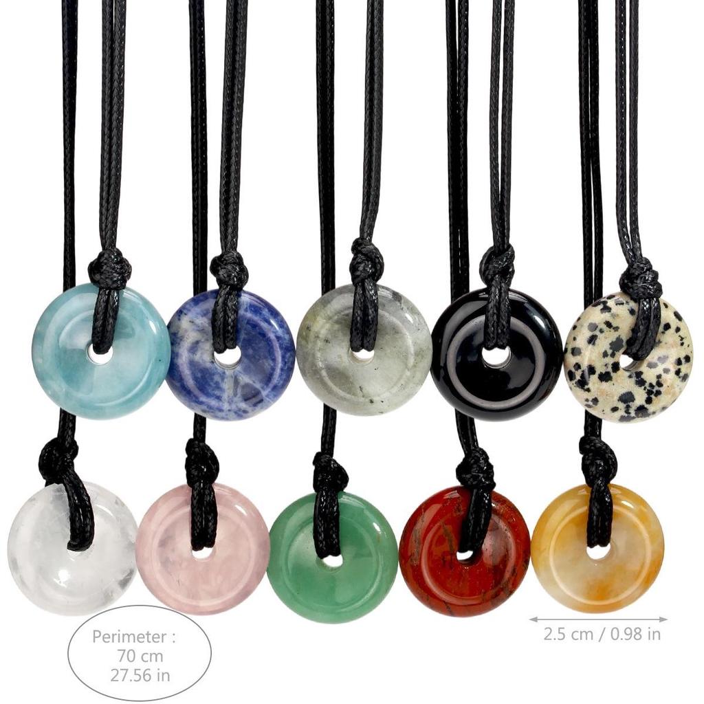 Green Aventurine Round Pendant Necklace with Leather Cord