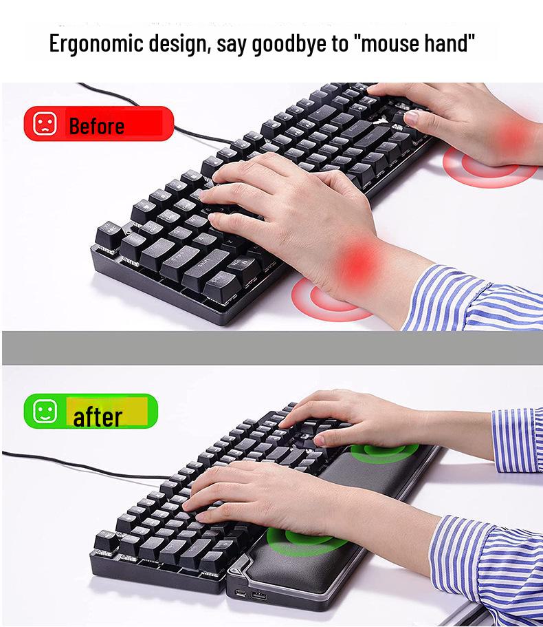 New Luminous Gaming Keyboard with Memory Foam Wrist Support and Slow Rebound.