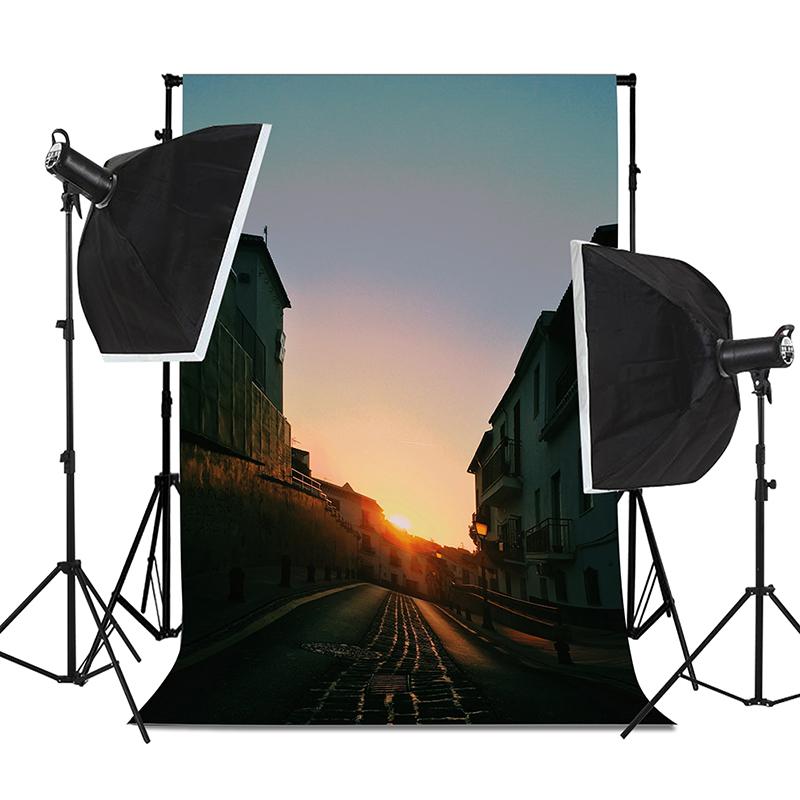 City Street Night Backdrop for Photo Studio Urban View Photography Background Retro Architecture Video Stream Poster