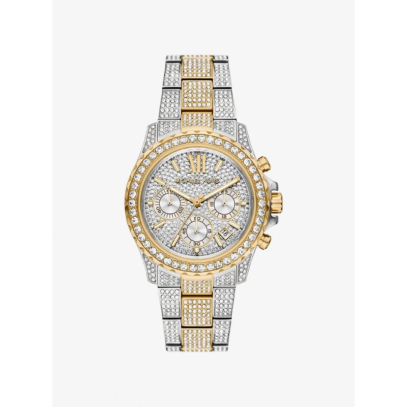 Большие двусторонние часы Michael Kors Everest с паве MKO1228 золотой