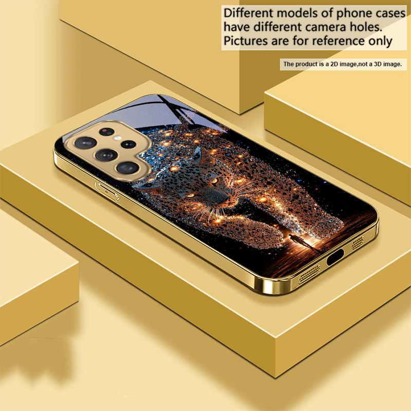 

Гигантский Звездный Леопард Для Samsung Galaxy S26 S20 FE S21 S22 S23Plus S24 Ultra 25Ultra S21+ S9 S22 S8 S23 Золотой стеклянный чехол для телефона Galaxy S26