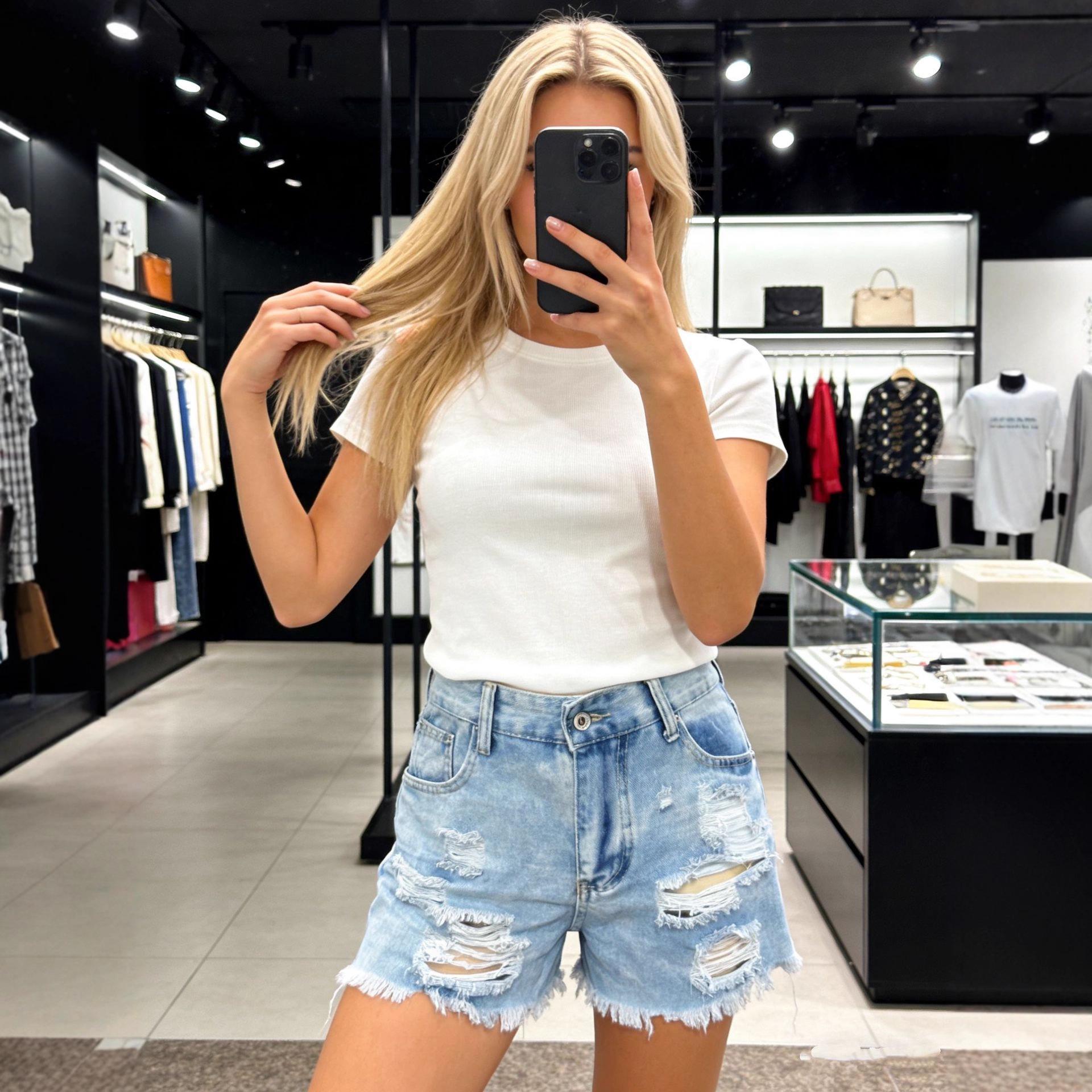Women s Ripped Loose Casual Denim Shorts Extra Large