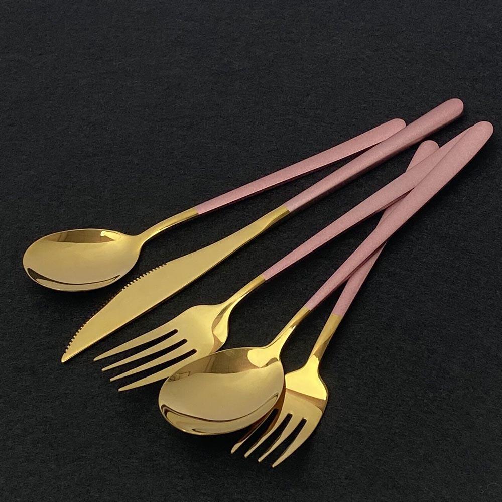 White Gold Cutlery Set 20Pcs Dinnerware Set 18/10 Stainless Steel Knife Fork Spoon Silverware Kitchen Flatware Tableware Set