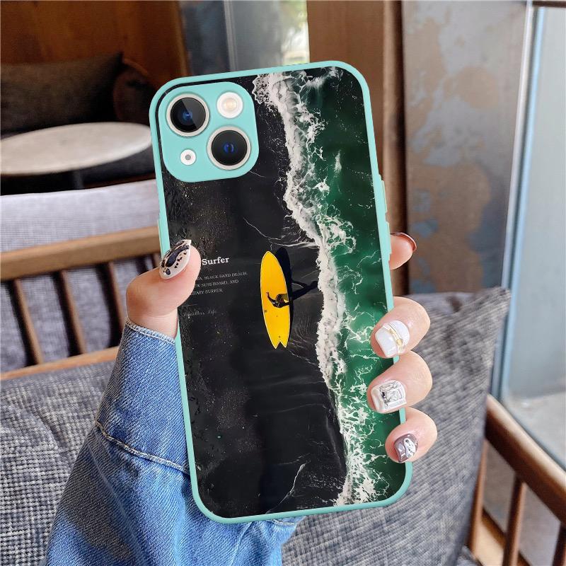 INS Lone Surfer Mobile Phone Case For iPhone 16 15 11 12 14 13 Pro Max Mini X Xs XSMax XR 7 8 Plus SE4 16e Silica Covers Fundas