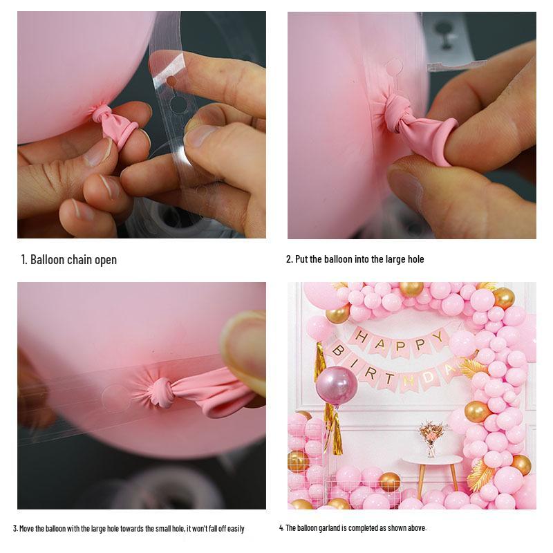 3m & 5m Double-Hole Balloon Chain for Wedding & Party Decorations - Soft Arch & Irregular Design