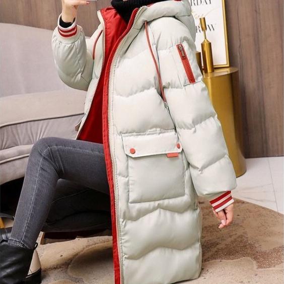 Mittellange Daunenjacke für Damen Lockere Baumwollwattierte Jacke Winterbekleidung Warme Baumwollwattierte Jacke