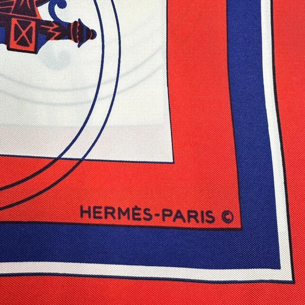 Hermes Scarf Bookplate Scarf Carre90 Silk Red Women Storage Box Used