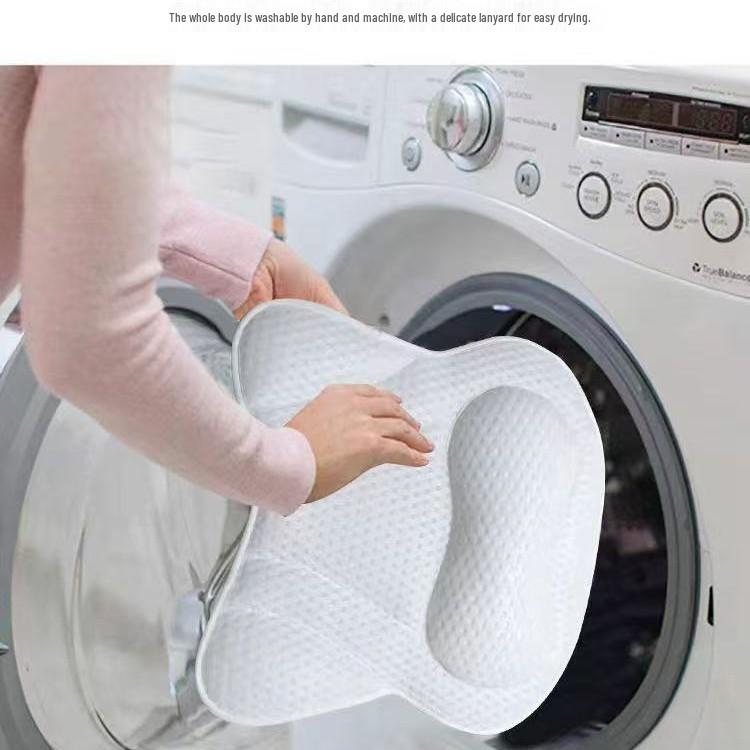 Machine Washable 4D Mesh Bathtub Pillow with Suction Cups