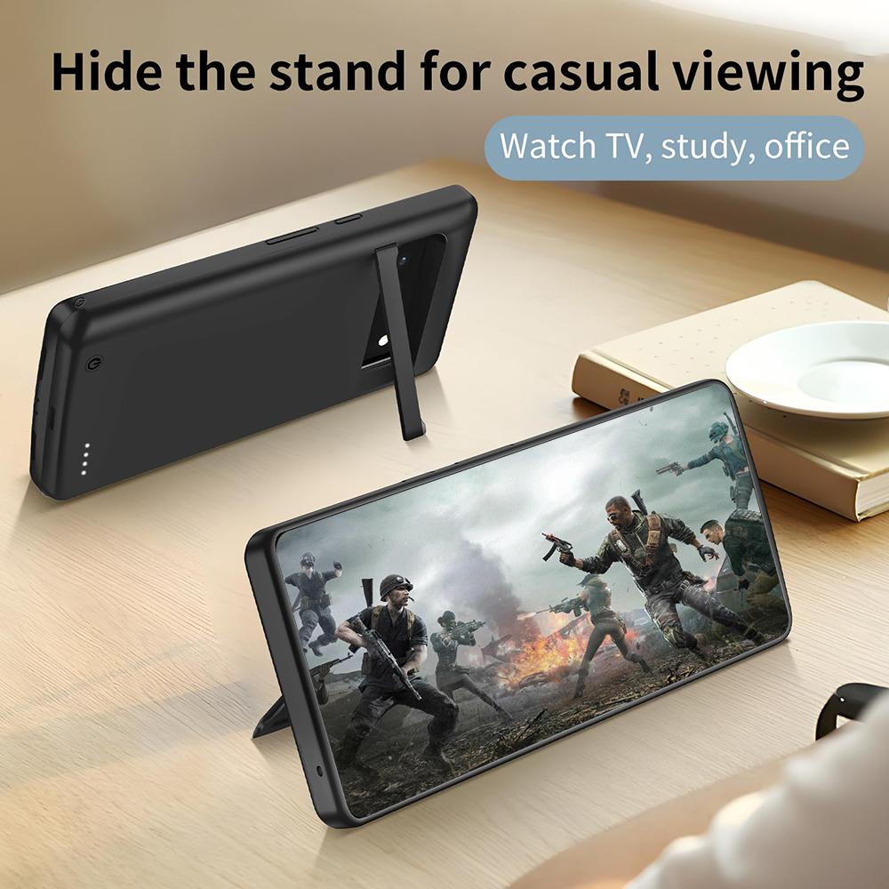 

TY-102 For Google Pixel 6 Pro 5G 10000mAh Phone Battery Case Hidden Kickstand Soft Edge Charging Back Cover A