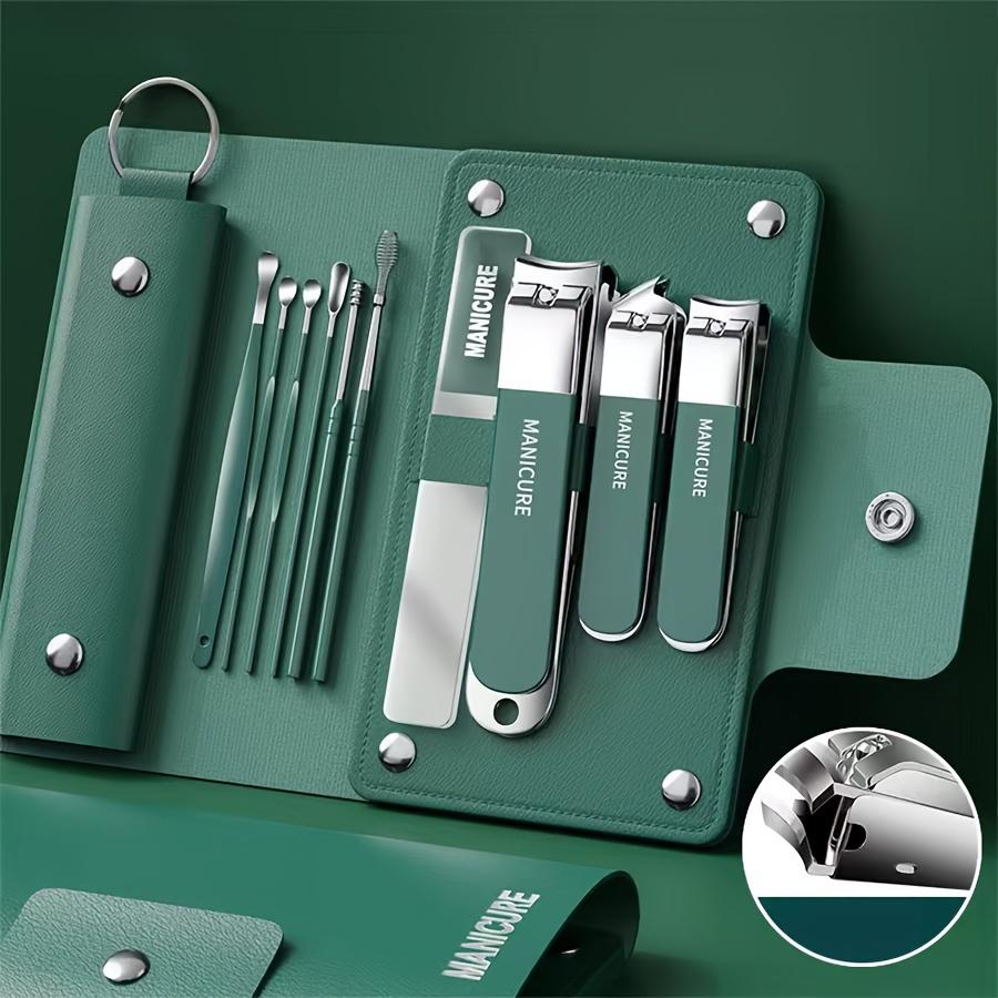 

Portable Manicure Sets Pedicure Kits Bright Black Nail Clipper Set Personal Care Tools Eyebrow Scissors темно-зелений колір