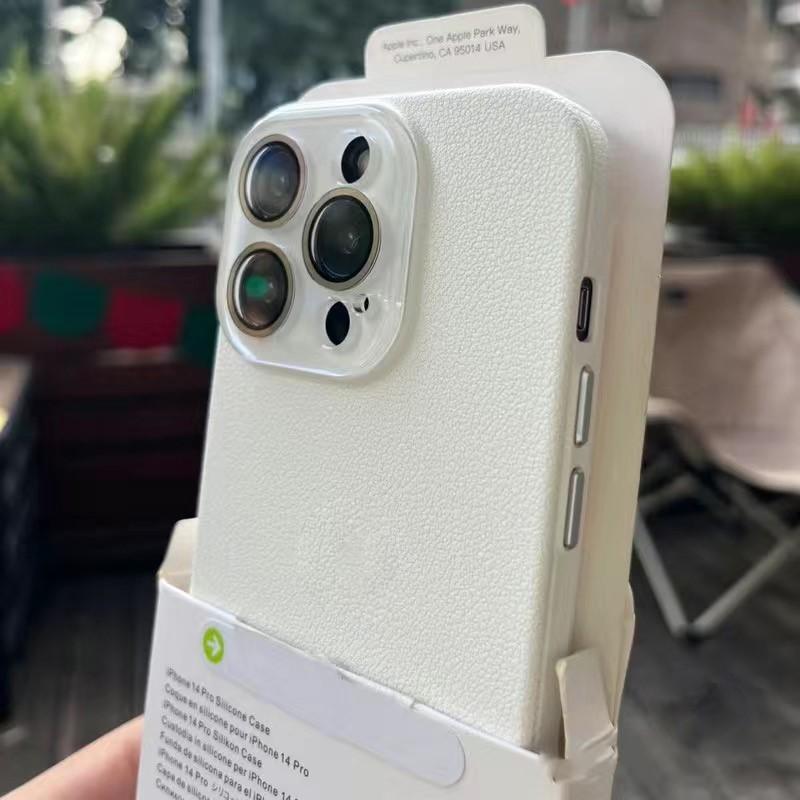 Luxury Leather Texture Silicone Case for Apple iPhone 16 15 14 Plus 13 12 Pro Max Glass Camera Lens Protection Shockproof Cover