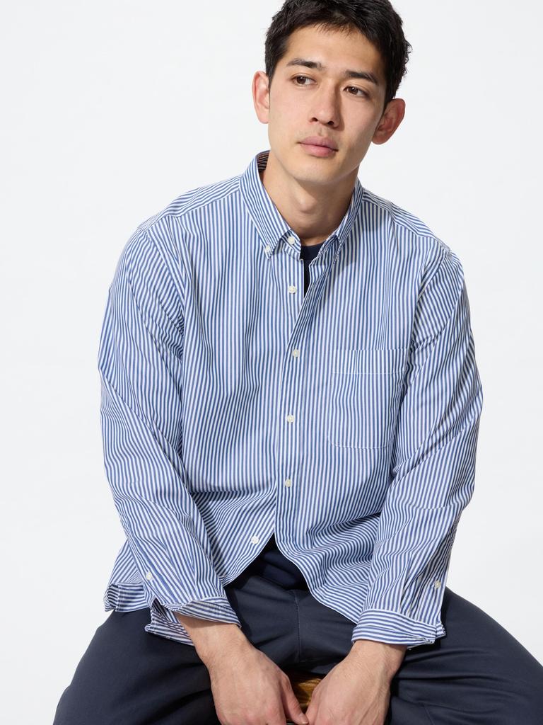 Uniqlo BroAdcloth Shirt  Long Sleeve Button Down CollAr  Stripe A