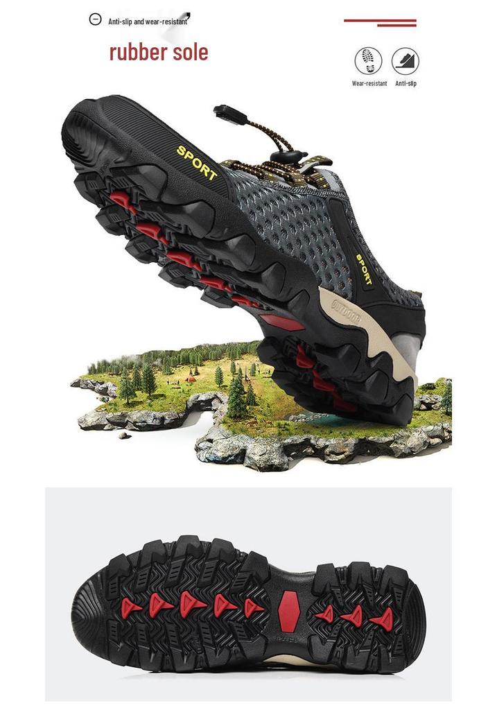 Men's Lightweight Breathable Summer Outdoor Mesh Water Shoes for Mountaineering