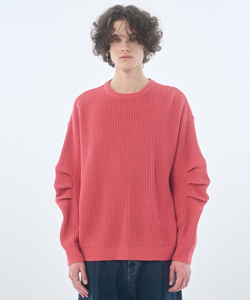 ZENSAI Oversized Crew Neck Knit Pink