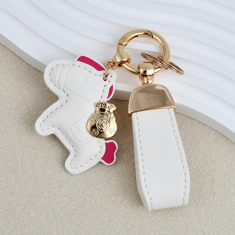 Immediately rich hand rope keychain, leather cartoon pony pendant couple bag Internet celebrity car keychain