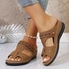 Large Size 2025 Summer Foreign Trade New Wedge Heel Women's Slippers One-word Open-toed Fish Mouth Sandals Women's Shoes Spot