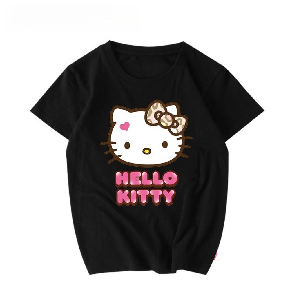 Women's New Cute Hello Kitty Pattern Printed Top Oversized Unisex Couple Trend Plus Size Loose Casual Short-sleeved T-shirt