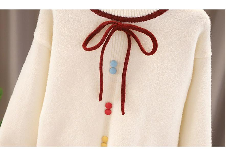 Girls' Stylish Korean-Style Knit Cardigan Sweater – Long-Sleeved, Spring/Autumn Academy Look