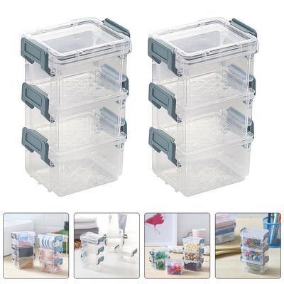 4/6 Stück Transparente Aufbewahrungsbox Wohnzimmer Schreibtisch Aufbewahrungskoffer Stapelbar Magischer Schnallenverschluss Organizer Schmuck Werkzeugteile Etui