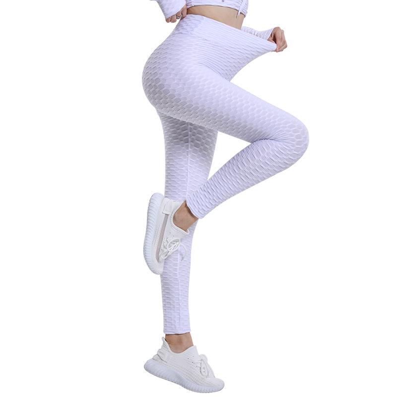 European & American Jacquard High Elastic Yoga Pants - Solid Color, High Waist, Hip Lifting Leggings for Women's Fitness