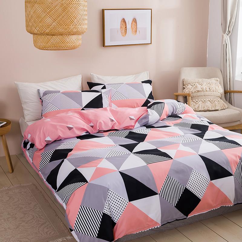 Bedding European and American Urban Striped Checkered Geometric Pattern Foreign Trade Home Textile Three-Piece Set double bed linen