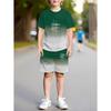 Boys Clothes Simple Striped 3D Printed Short Sleeve T-Shirt Sets Loose Casual Summer Outdoor Quick Drying Children's Clothing