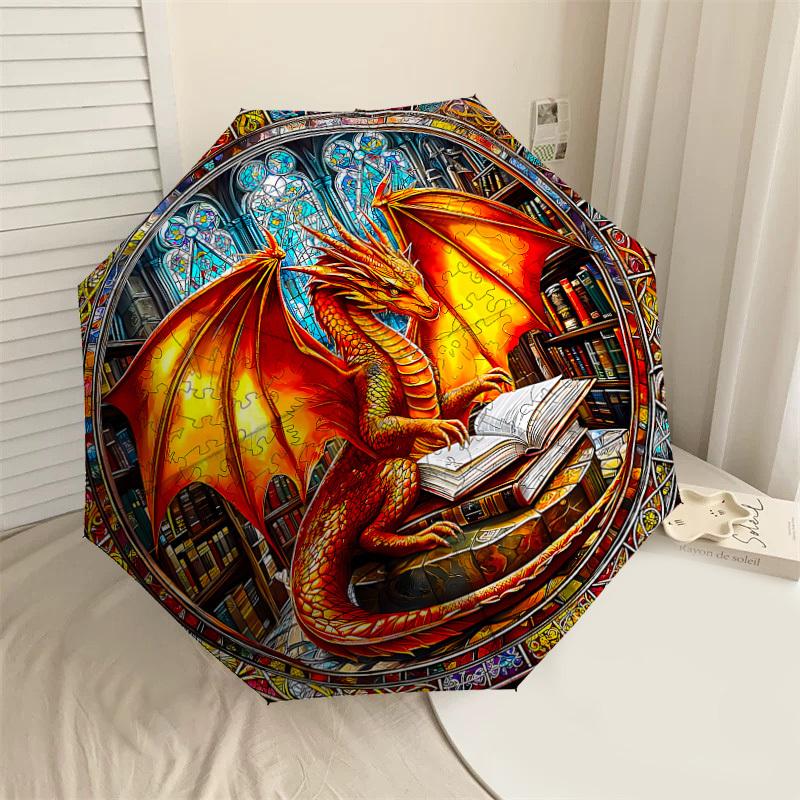 

1PC Dragon Library Umbrella-8-Rib Reinforced, Automatic Open, Lightweight & Durable, Cute Fashion Accessory for Outdoor-P2645