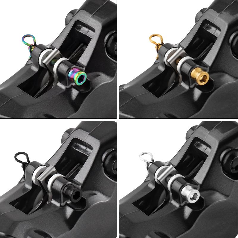 MUQZI 2pcs Titanium Bolts Bicycle Disc Brakes Caliper Lightweight Mounting Screws Road MTB Disc Brake Pad Bolts with Fixing Clip