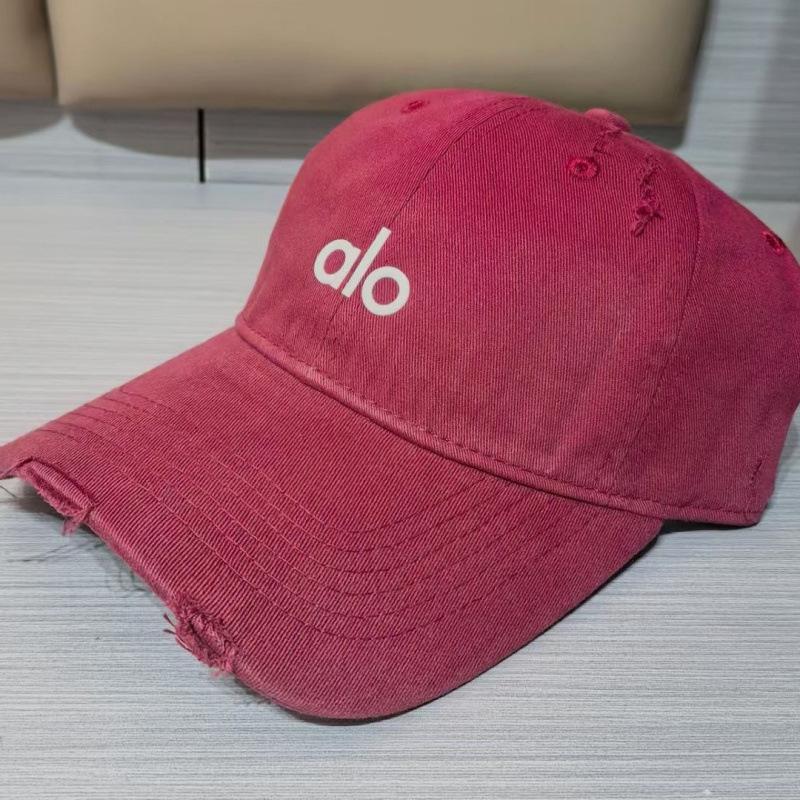 Alo Letter Baseball Hat Embroidered Baseball Cap Men And Women Spring And Summer Wide Brim Cap Showing Small Face