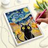 DIY Starry Night Cat Pearl Art Painting for Adults/Beginners Gift Home Decor Pearl Gem Paintings Picture Arts Craft 30x40cm Without Frame