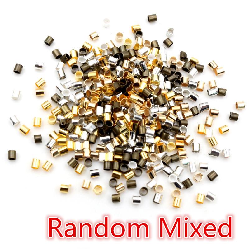 500pcs 1.5 2.0mm Gold Silver Color Tube Crimp End Beads Stopper Spacer Beads For DIY Necklace Jewelry Making Findings Supplies