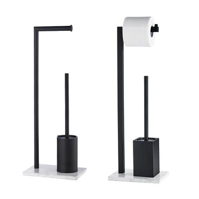 Black Toilet Brush with Toilet Paper Holder Light Luxury Marble Toilet Roll Paper Holder Toilet Brush 2 In 1 Stainless Steel