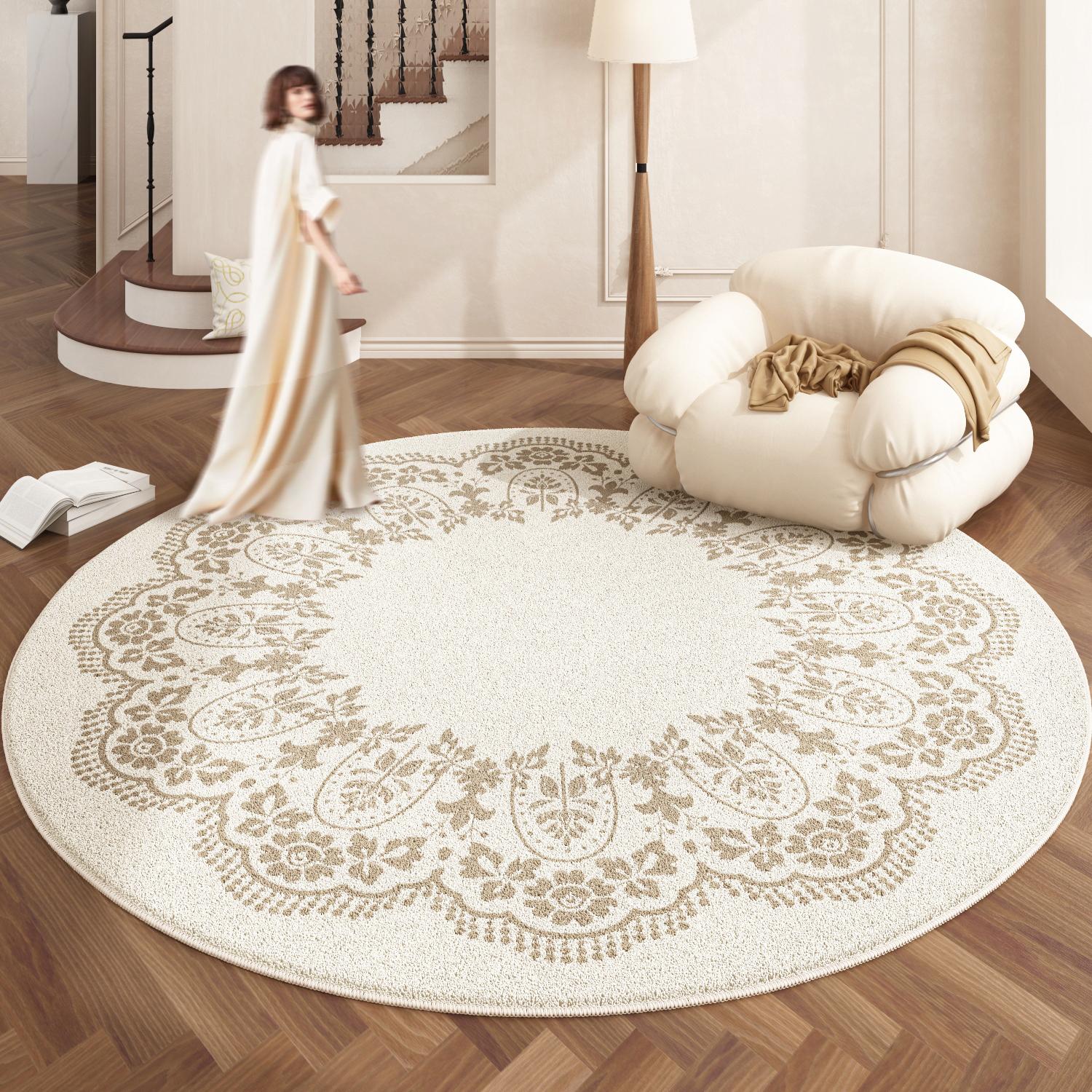 

Fluffy Soft European Rugs for Bedroom Home Thicken Plush Round Carpet Washable Living Room Decoration 80x80CM