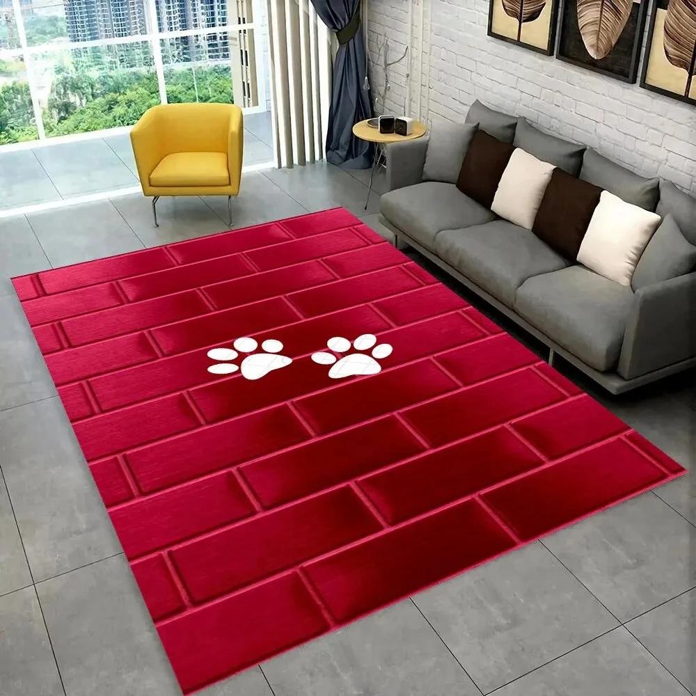 Pets Footprint Sole Series 3D Area Rug Large, Kids Non-slip Floor Mat Carpet Rug for Living Room Bedroom Sofa Doormat Decoration
