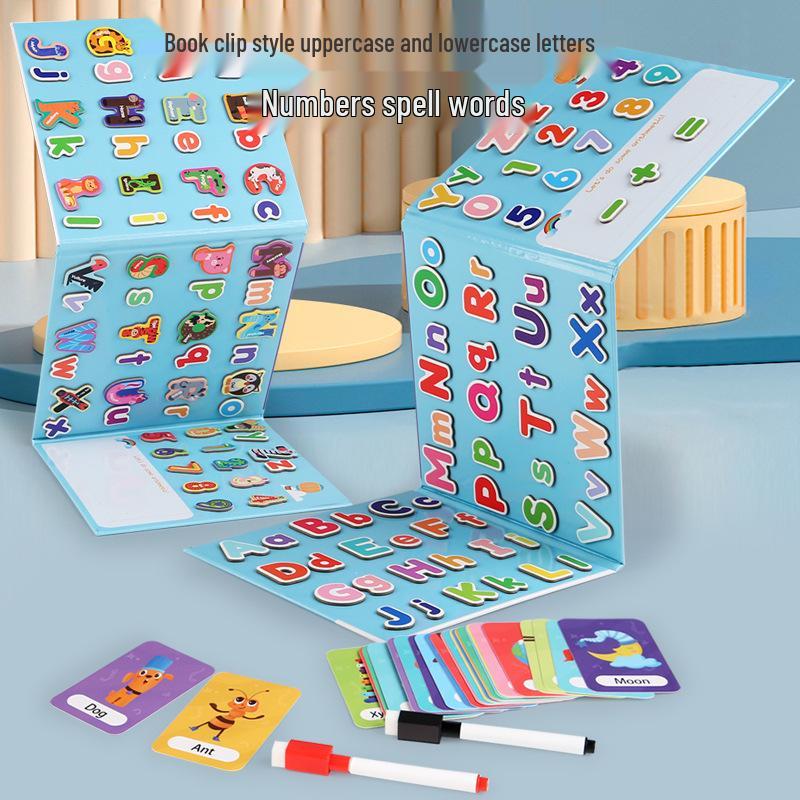 Children's Educational Toy: Alphabet Matching Magnetic Puzzle Board with Uppercase & Lowercase Letters and Number Learning Cards