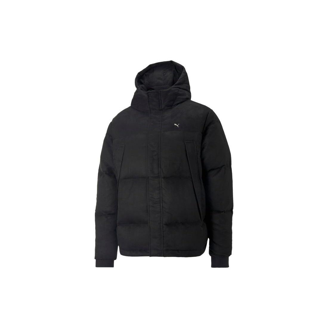PUMA Logo MMQ Faux Leather Down Jacket Black Men s 535786-01 XXS