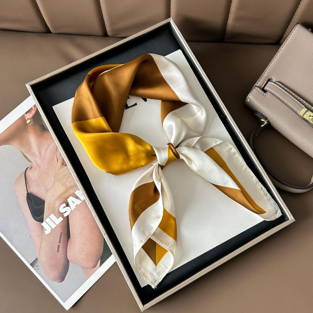 Hedvábný šátek pro ženy, módní všestranný, vysoký smysl, 70 čtverečních stop, ochrana krku, šátek, retro šátek, taška