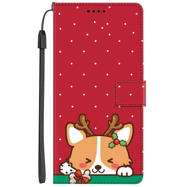 Christmas Flip Case For Motorola Moto G15 / G05 / E15 / G15 Power 4G Wallet Leather Cover With Lanyard Cartoon Wallet Phone Case