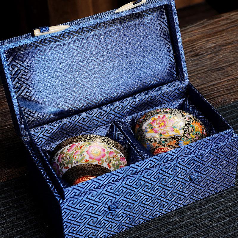 Ceramic Enamel Color Tasting Single Blue and White Douli Japanese Style Filigree Tea Bowl Kung Fu Master Cup Gift Bo