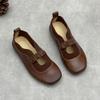 Johnature Handmade Genuine Leather Soft Soled Flats Round Toe Soft Cowhide Women's Slip-on Shoes