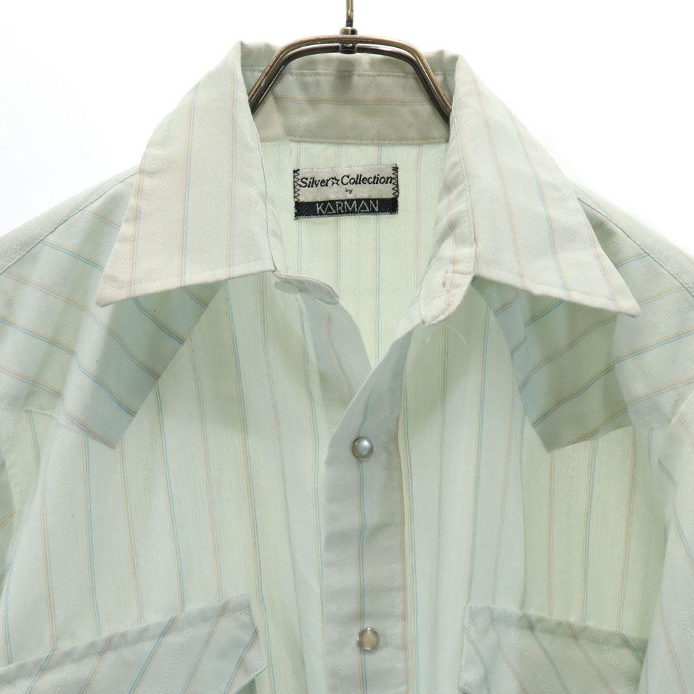 Silver Collection by KARMAN 70s Vintage Striped Pattern Long Sleeve Western Shirt Men's Used