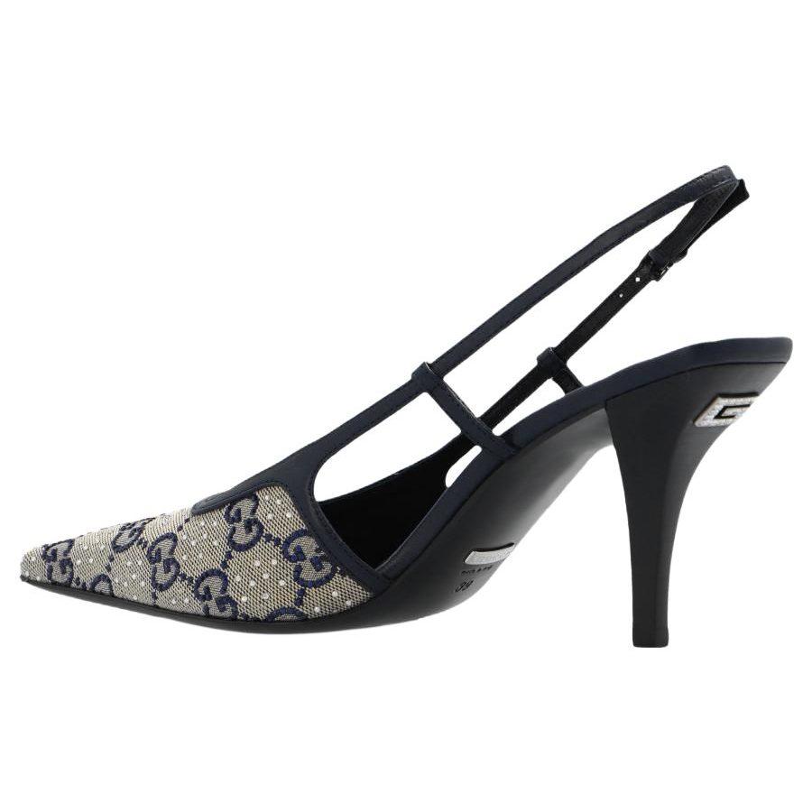 Gucci GG Supreme 75mm Slingback Pumps 694878 9SF10 4061