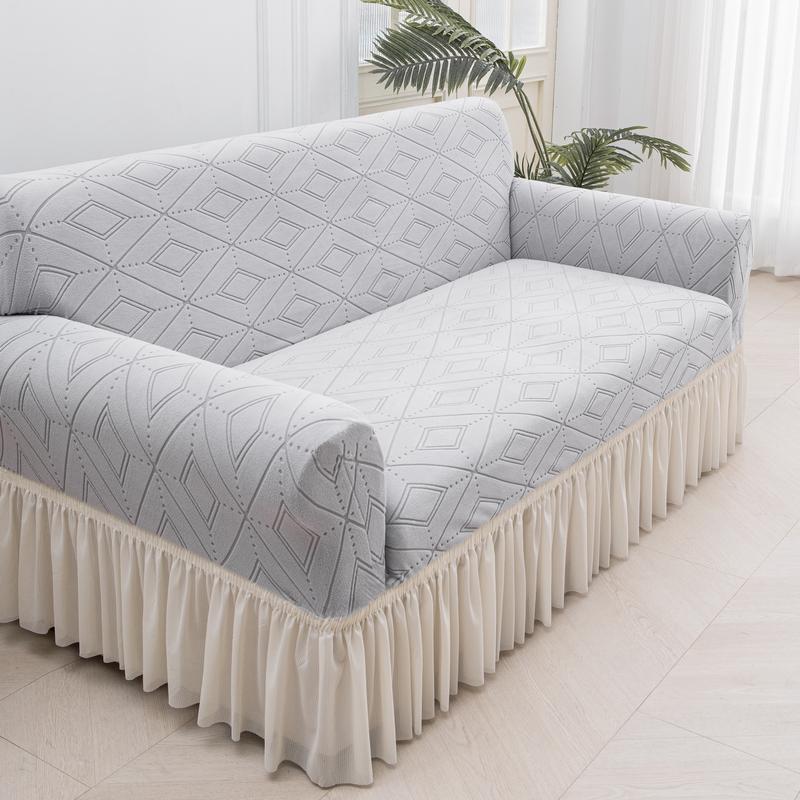 1/2/3/4 Seater Sofa Cover With Skirt Geometry Jacquard Elastic All-Inclusive Sofa Cover For Living Room