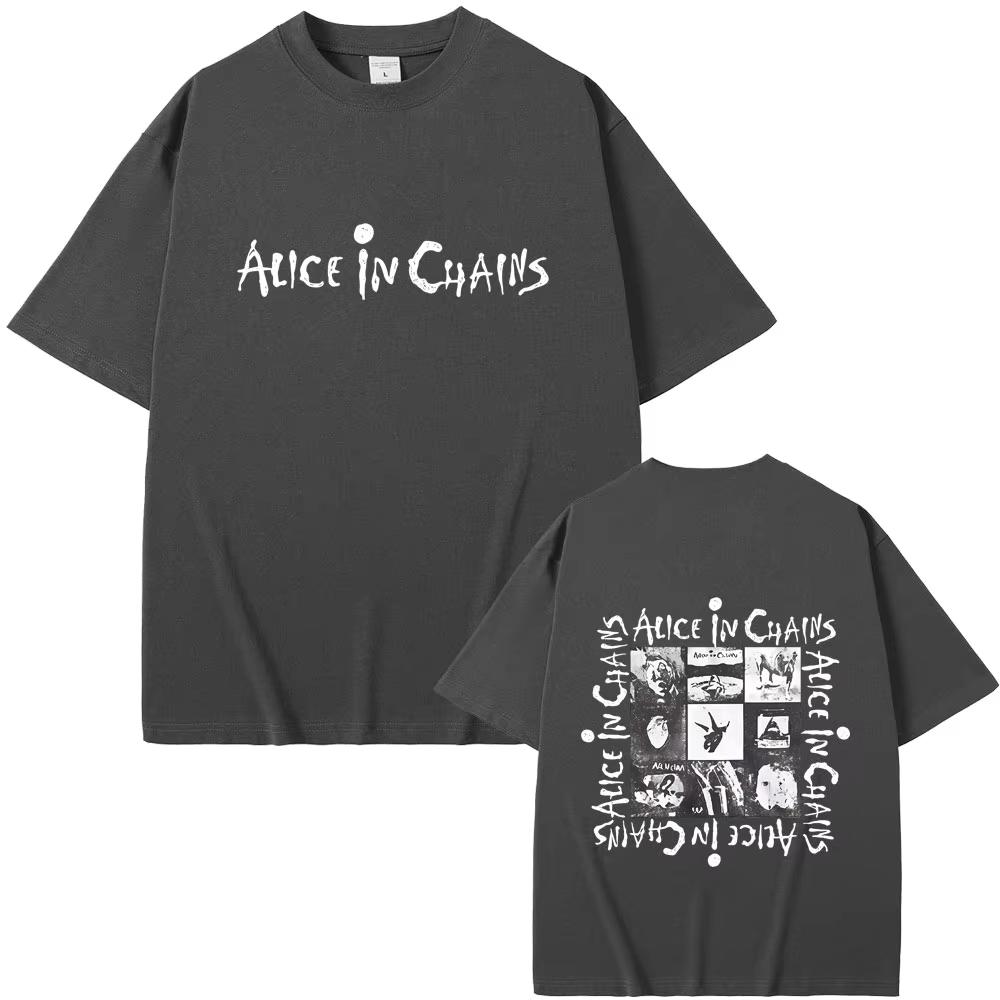 Rock Band Alice In Chains Album Graphic T Shirt Men Women Casual Oversized Crewneck T-shirt Male Fashion Hip Hop Punk Streetwear