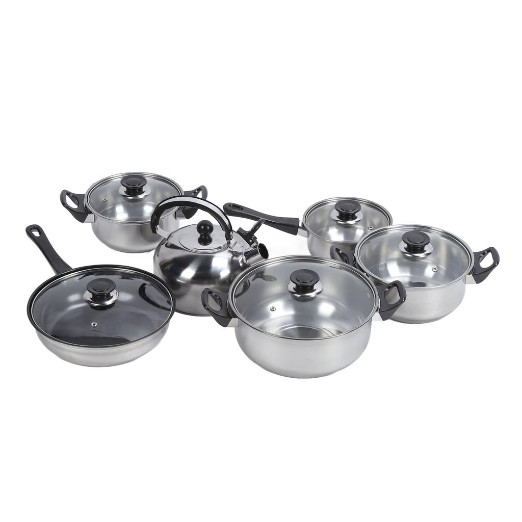Kitchen Cookware Set Stainless Steel Pots Pans Set Includes Saucepan Stock Pot Non Stick Frying Pan