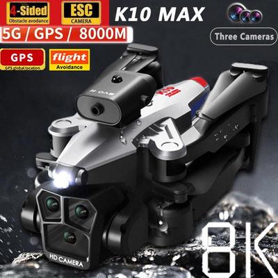 New K10Max Mini Drone 8K Professional Three-camera Wide-angle Four-way Obstacle Avoidance Remote Control Quadcopter ECS Toy Airplane 5000M
