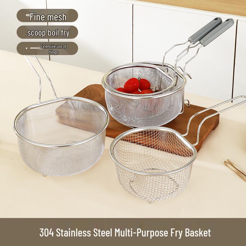 Stainless Steel Multi-Purpose Mesh Fry Basket & Strainer
